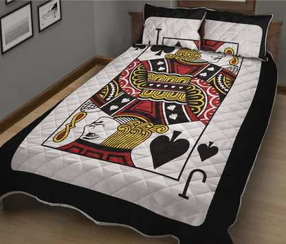 Jack Of Spades Playing Card Print Quilt Bed Set