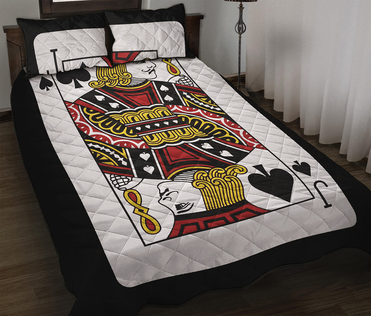 Jack Of Spades Playing Card Print Quilt Bed Set