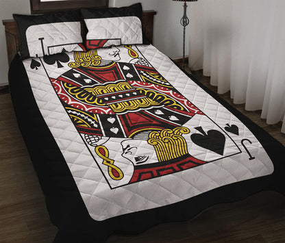 Jack Of Spades Playing Card Print Quilt Bed Set