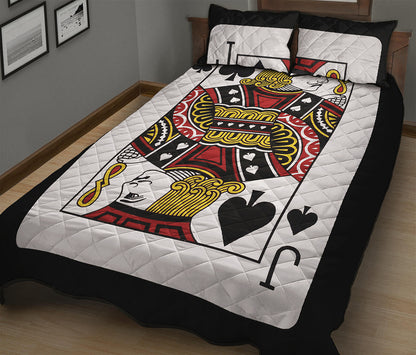 Jack Of Spades Playing Card Print Quilt Bed Set