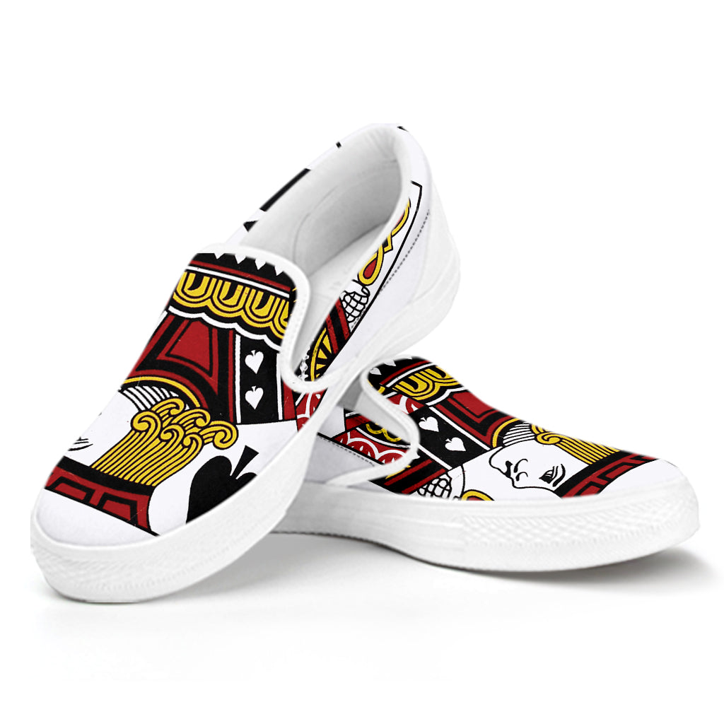 Jack Of Spades Playing Card Print White Slip On Shoes