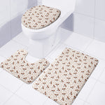 Jack Russell Terrier And Bone Print 3 Piece Bath Mat Set