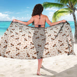 Jack Russell Terrier And Bone Print Beach Sarong Wrap