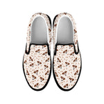 Jack Russell Terrier And Bone Print Black Slip On Shoes