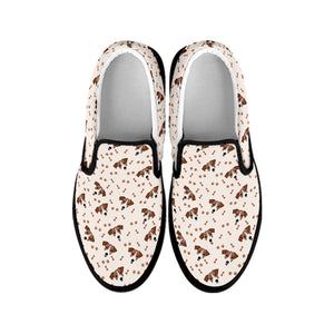 Jack Russell Terrier And Bone Print Black Slip On Shoes