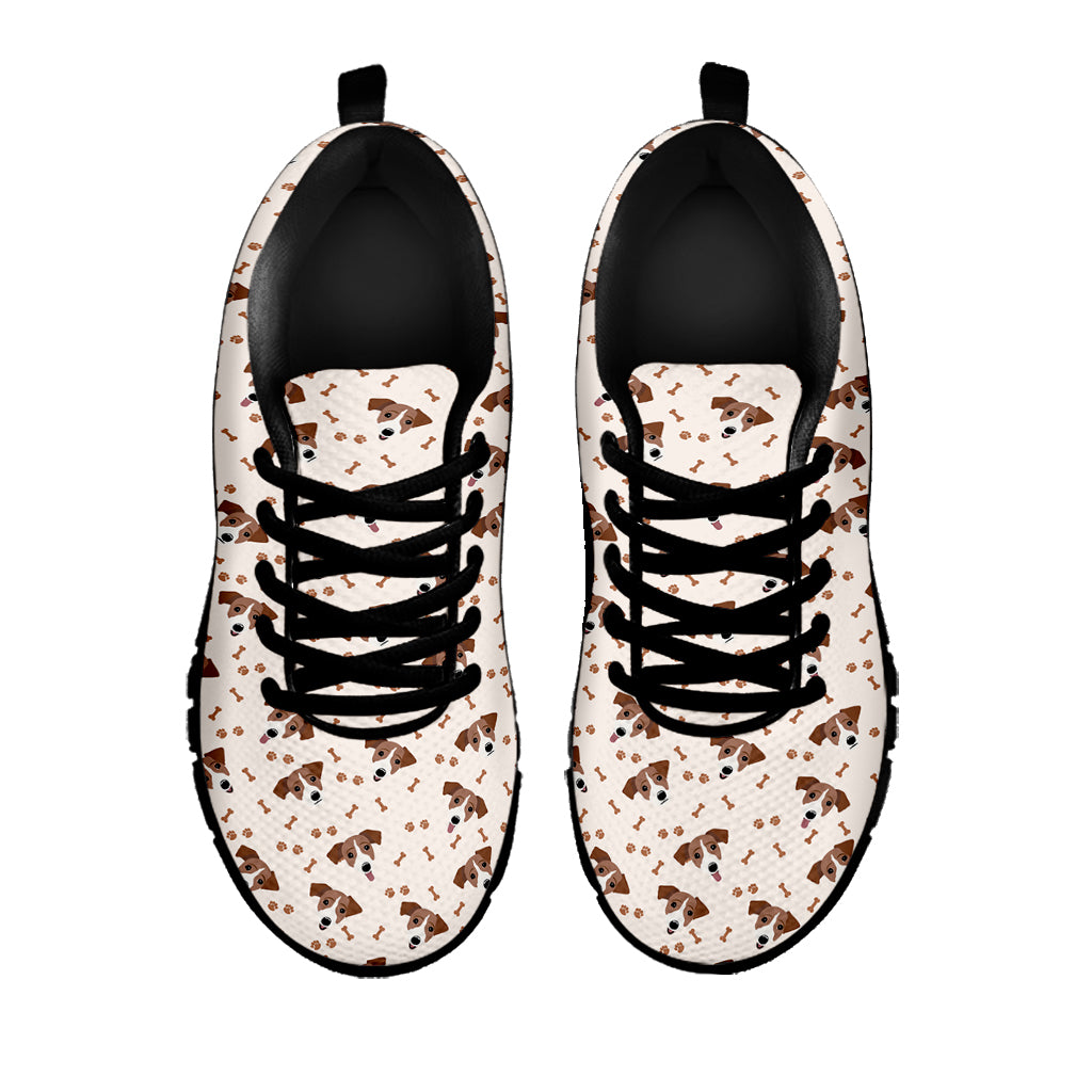 Jack Russell Terrier And Bone Print Black Sneakers