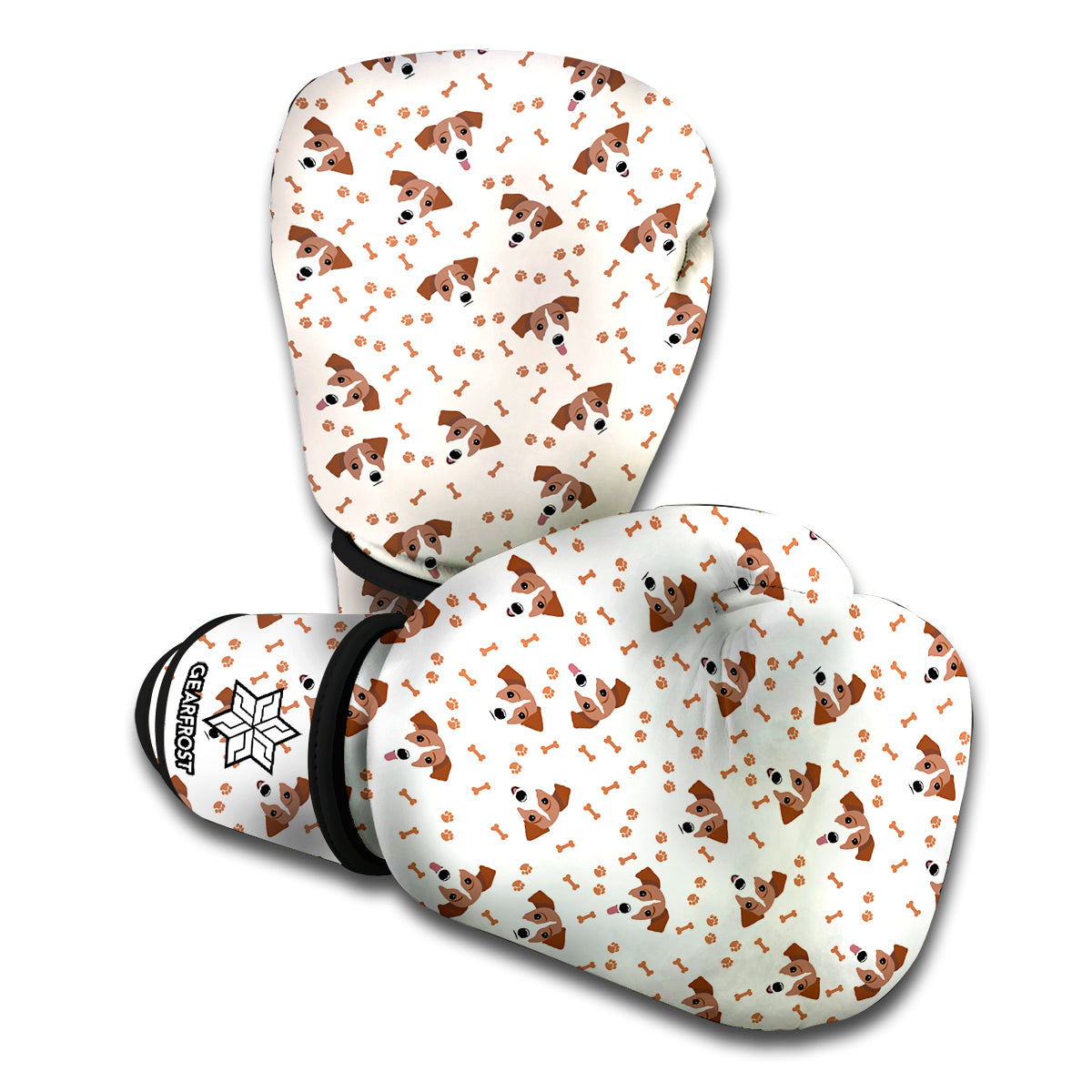 Jack Russell Terrier And Bone Print Boxing Gloves