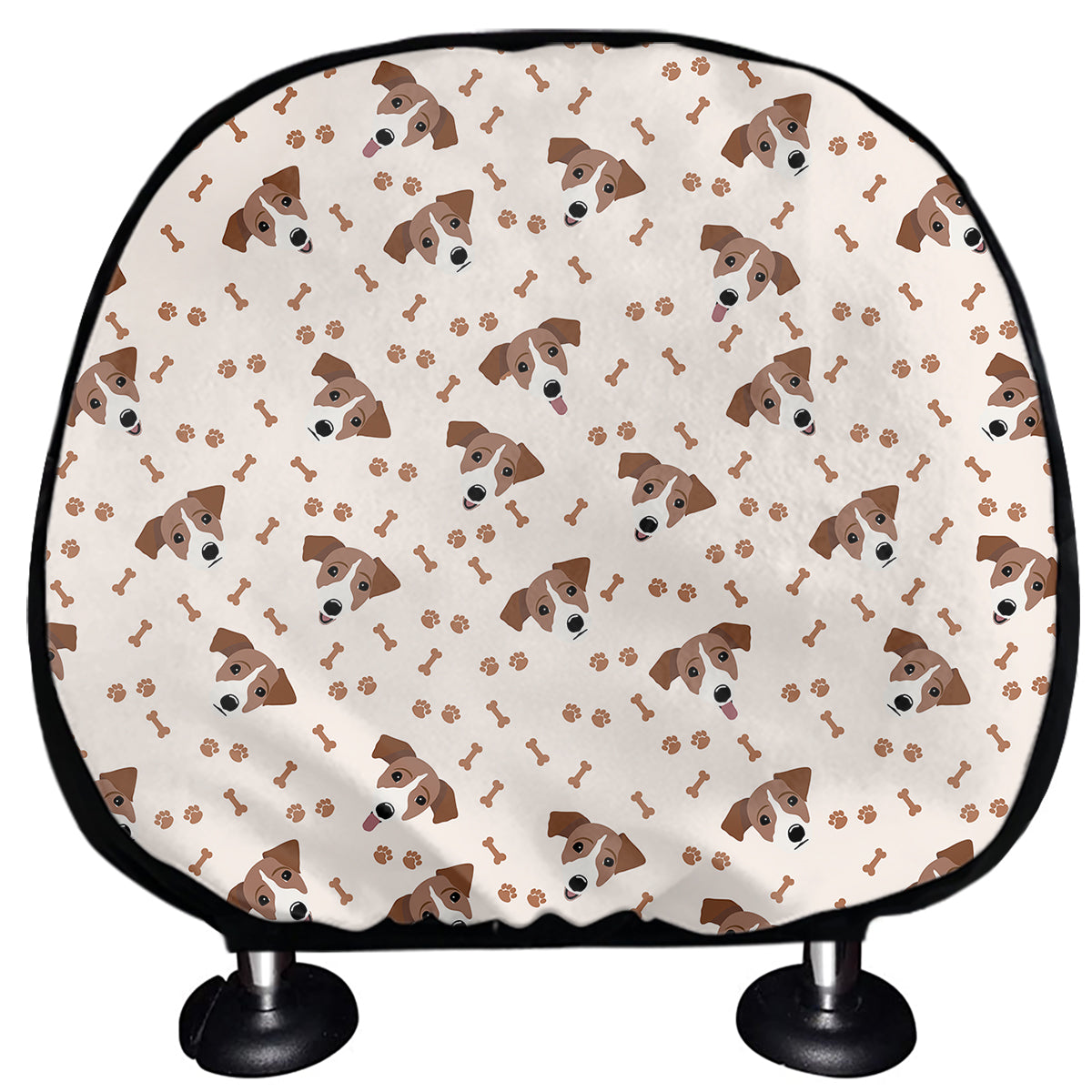 Jack Russell Terrier And Bone Print Car Headrest Covers