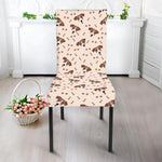 Jack Russell Terrier And Bone Print Dining Chair Slipcover