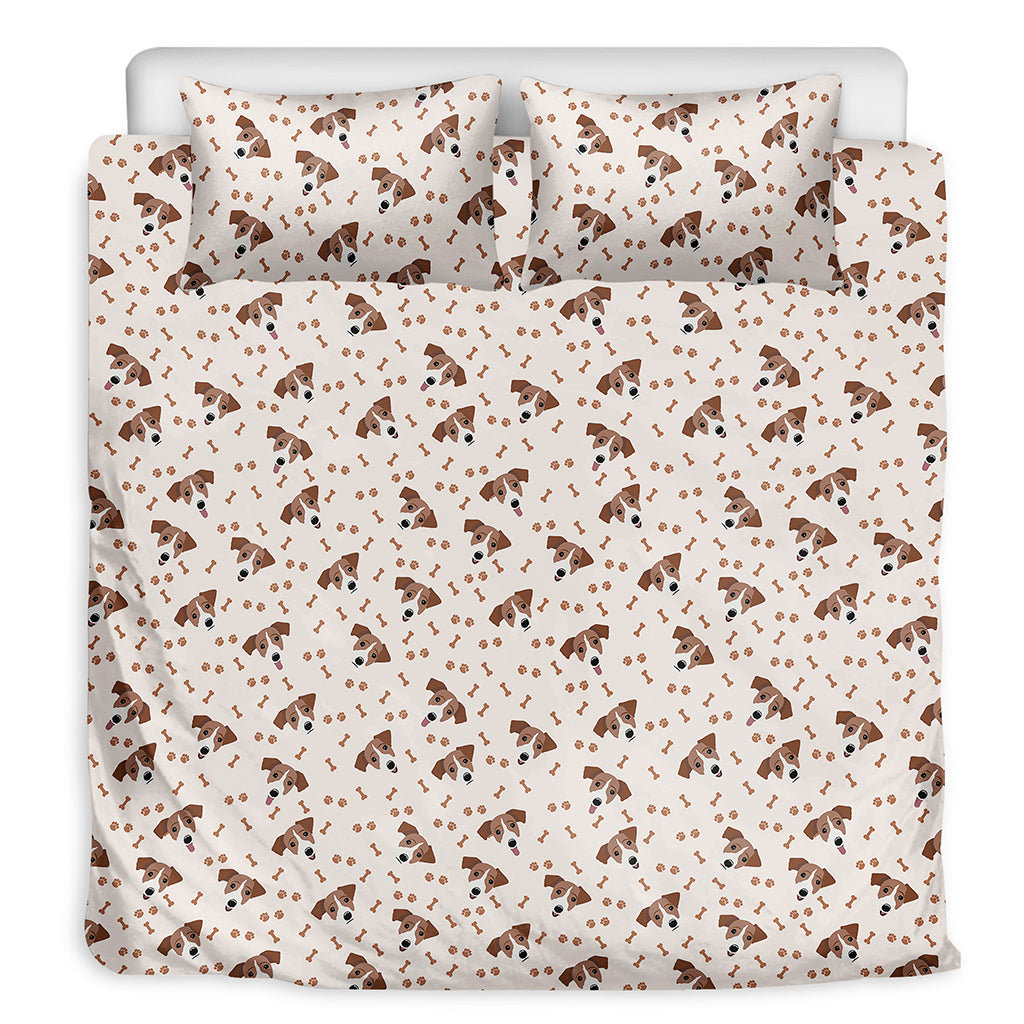 Jack Russell Terrier And Bone Print Duvet Cover Bedding Set