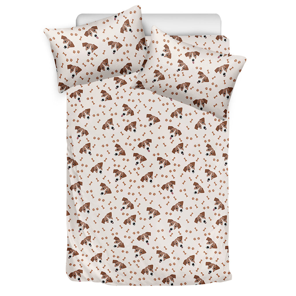 Jack Russell Terrier And Bone Print Duvet Cover Bedding Set