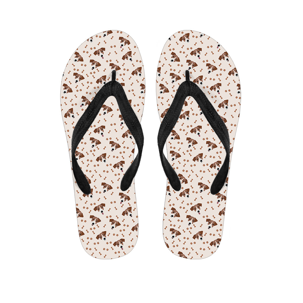 Jack Russell Terrier And Bone Print Flip Flops