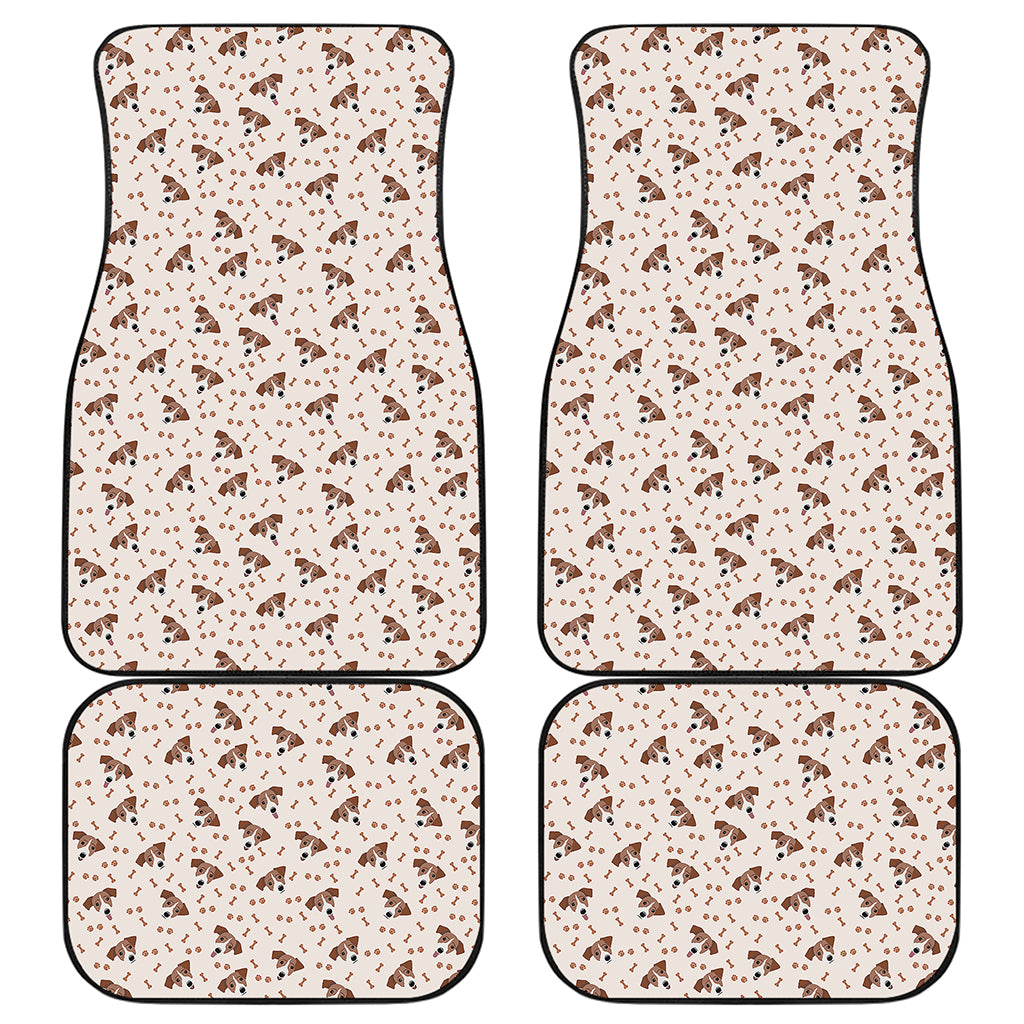 Jack Russell Terrier And Bone Print Front and Back Car Floor Mats