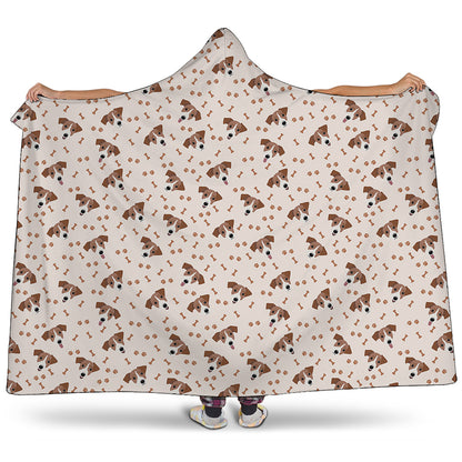 Jack Russell Terrier And Bone Print Hooded Blanket
