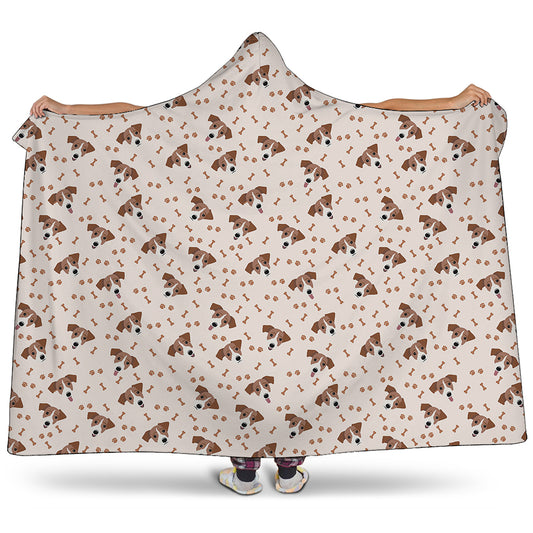 Jack Russell Terrier And Bone Print Hooded Blanket