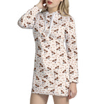 Jack Russell Terrier And Bone Print Hoodie Dress