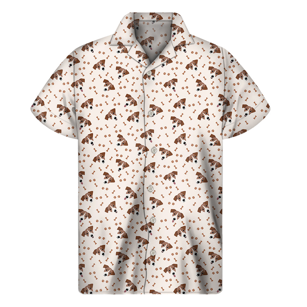 Jack Russell Terrier And Bone Print Men's Short Sleeve Shirt