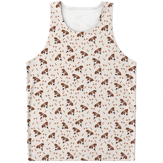 Jack Russell Terrier And Bone Print Men's Tank Top