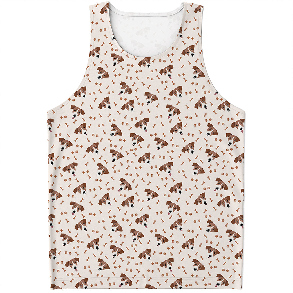 Jack Russell Terrier And Bone Print Men's Tank Top