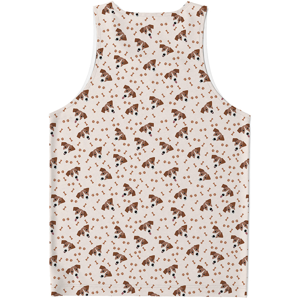 Jack Russell Terrier And Bone Print Men's Tank Top