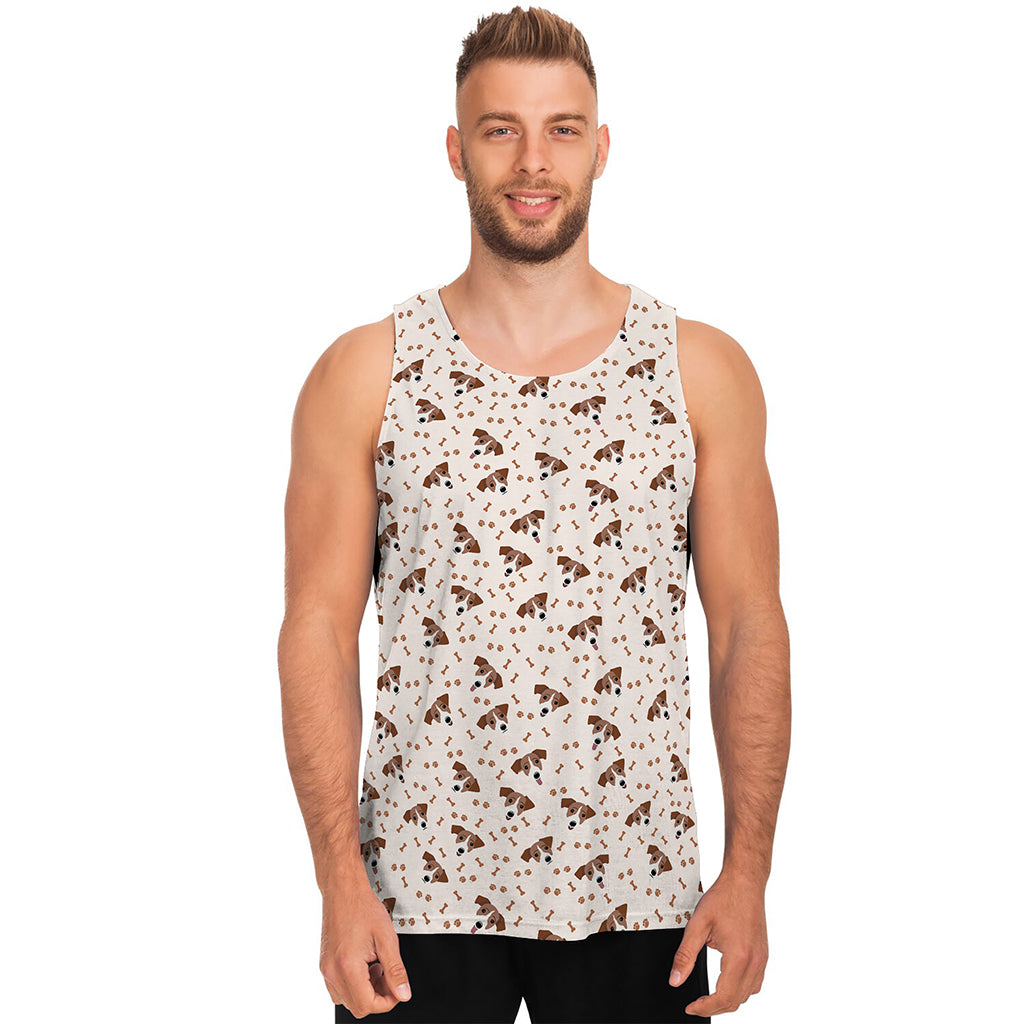 Jack Russell Terrier And Bone Print Men's Tank Top