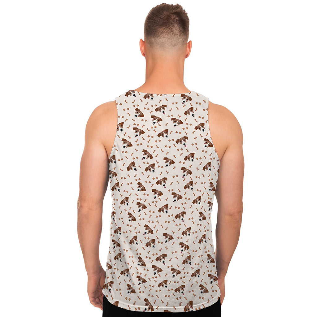 Jack Russell Terrier And Bone Print Men's Tank Top