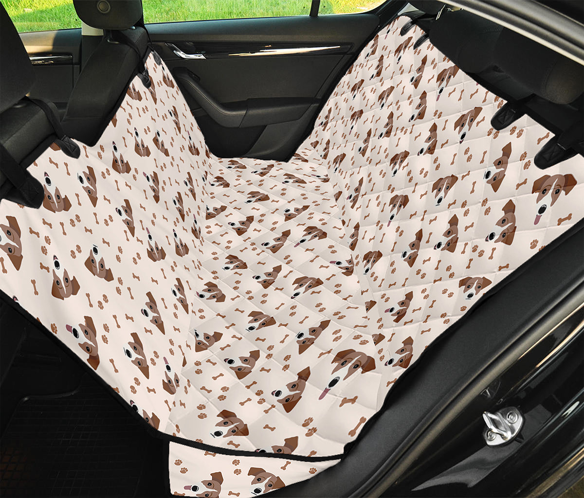 Jack Russell Terrier And Bone Print Pet Car Back Seat Cover