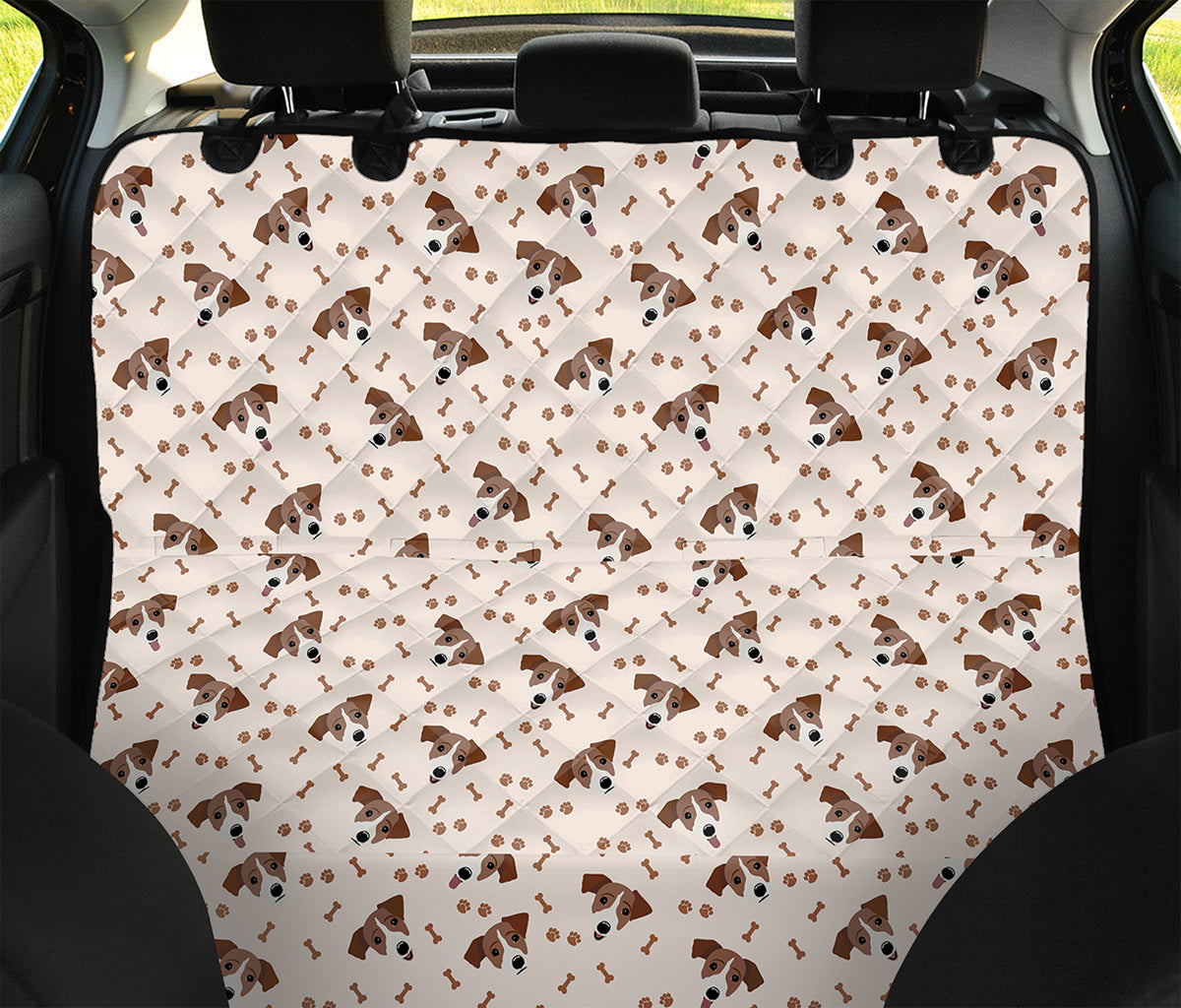 Jack Russell Terrier And Bone Print Pet Car Back Seat Cover