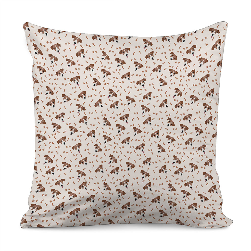 Jack Russell Terrier And Bone Print Pillow Cover