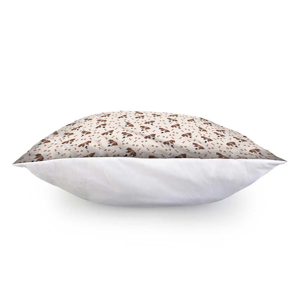 Jack Russell Terrier And Bone Print Pillow Cover