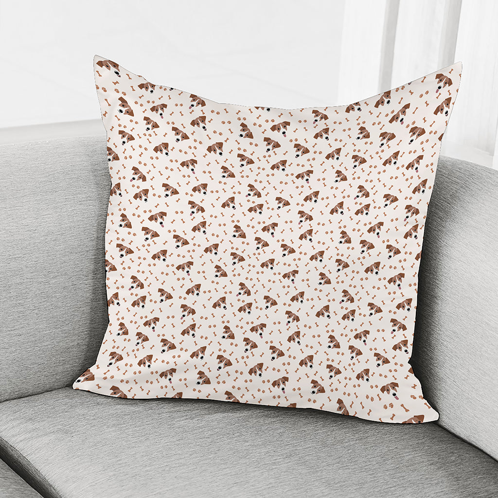 Jack Russell Terrier And Bone Print Pillow Cover