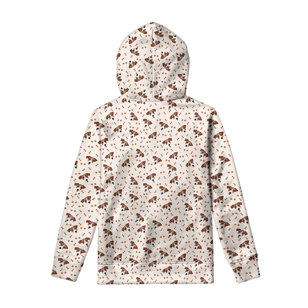 Jack Russell Terrier And Bone Print Pullover Hoodie