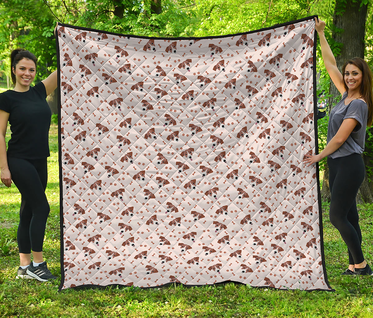 Jack Russell Terrier And Bone Print Quilt