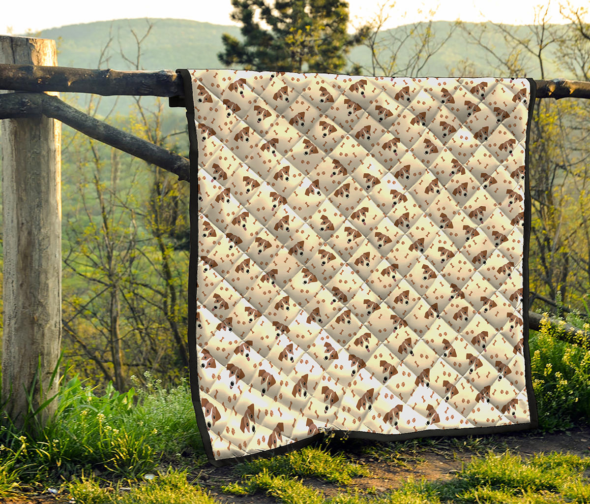 Jack Russell Terrier And Bone Print Quilt