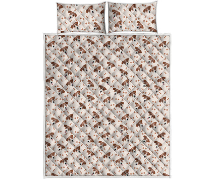 Jack Russell Terrier And Bone Print Quilt Bed Set