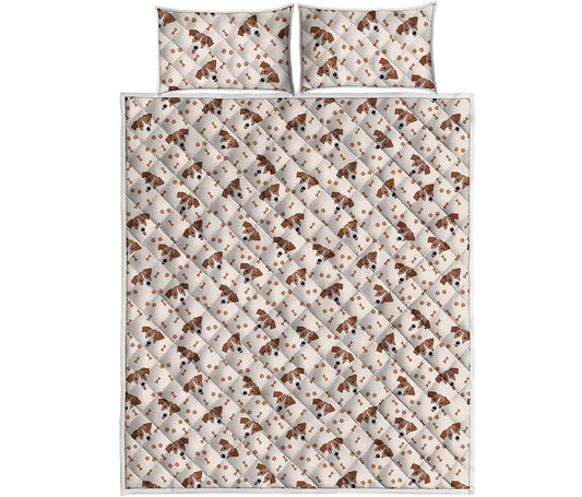 Jack Russell Terrier And Bone Print Quilt Bed Set