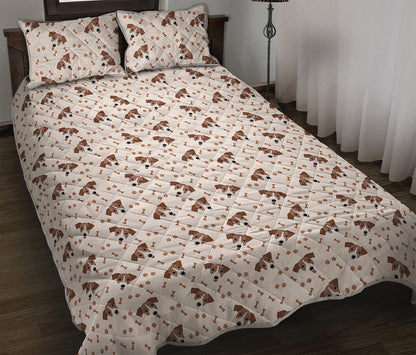 Jack Russell Terrier And Bone Print Quilt Bed Set