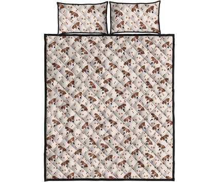 Jack Russell Terrier And Bone Print Quilt Bed Set