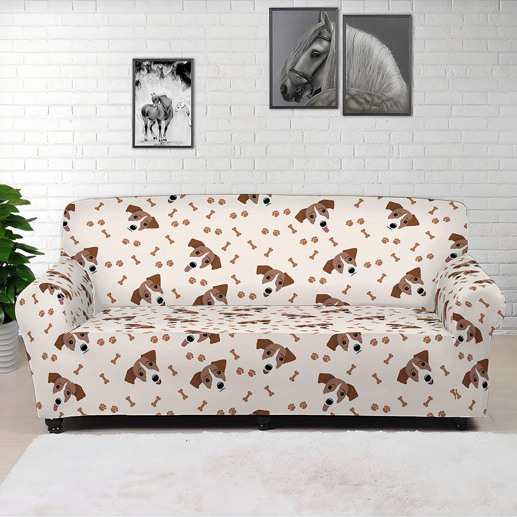 Jack Russell Terrier And Bone Print Sofa Cover