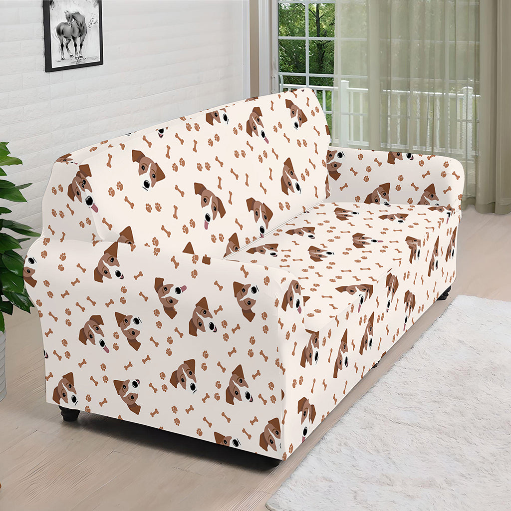 Jack Russell Terrier And Bone Print Sofa Cover