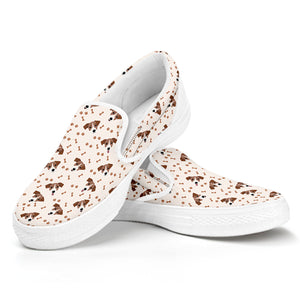 Jack Russell Terrier And Bone Print White Slip On Shoes