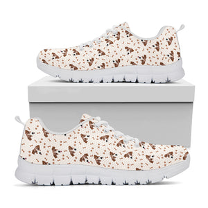 Jack Russell Terrier And Bone Print White Sneakers