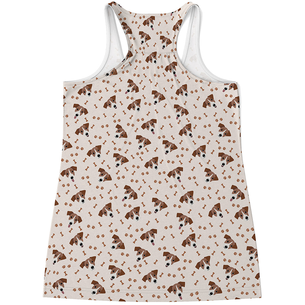 Jack Russell Terrier And Bone Print Women's Racerback Tank Top