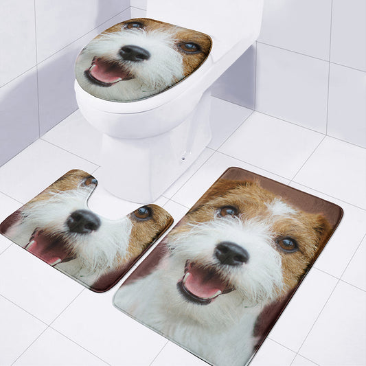Jack Russell Terrier Portrait Print 3 Piece Bath Mat Set