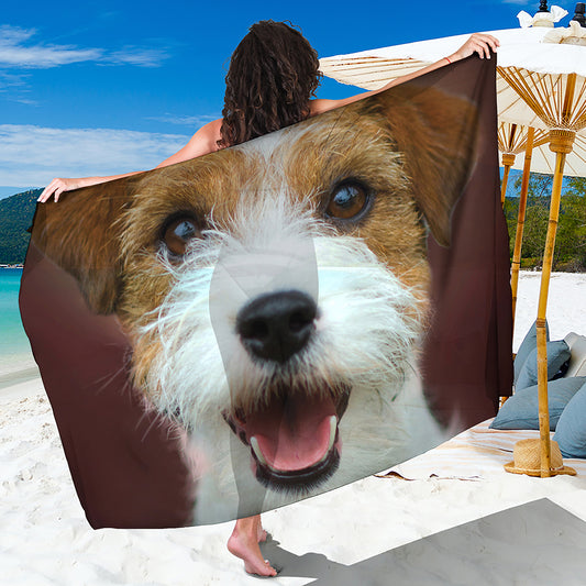 Jack Russell Terrier Portrait Print Beach Sarong Wrap
