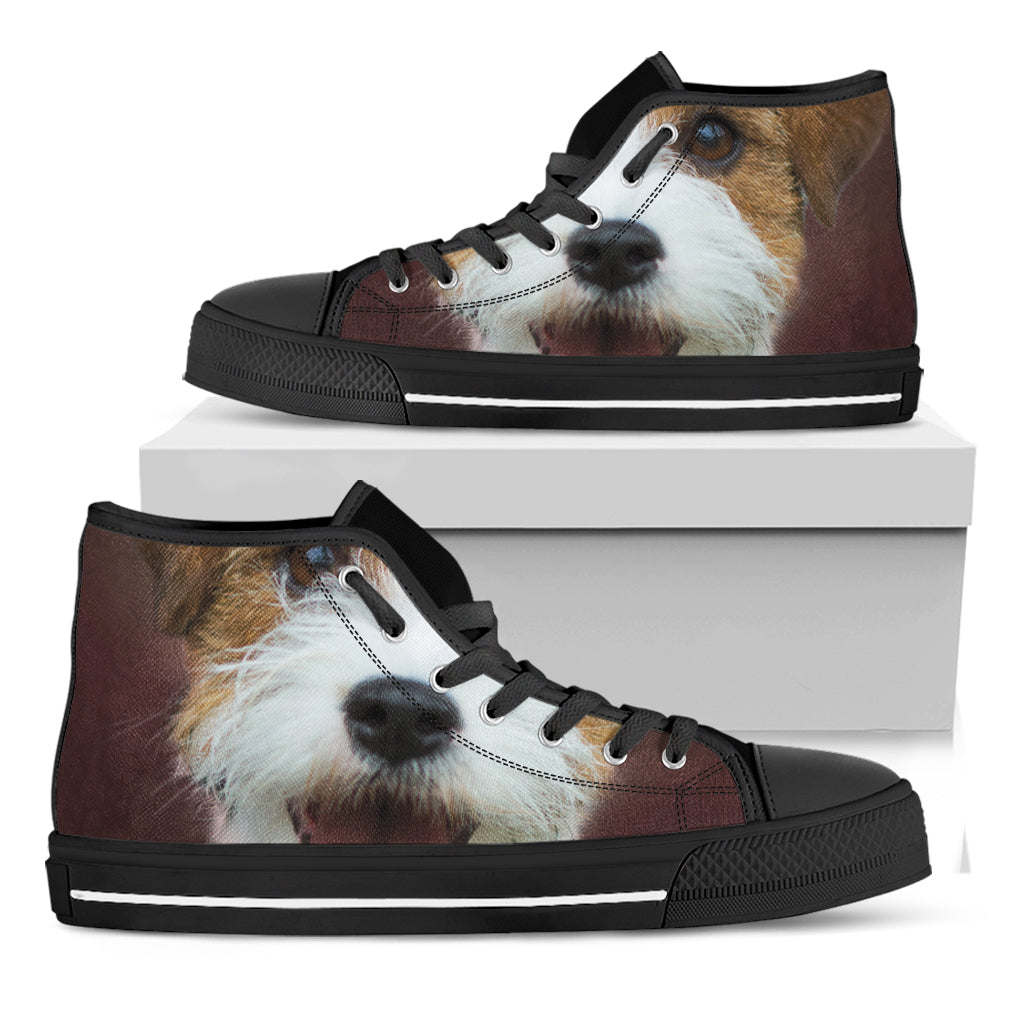 Jack Russell Terrier Portrait Print Black High Top Shoes