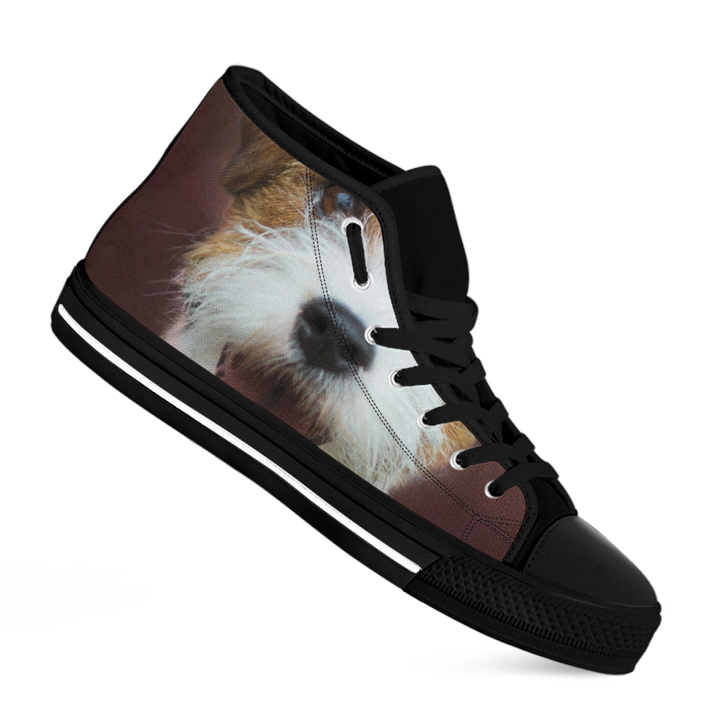 Jack Russell Terrier Portrait Print Black High Top Shoes