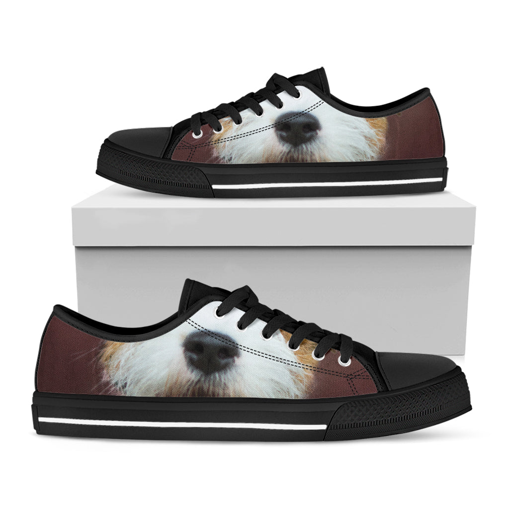 Jack Russell Terrier Portrait Print Black Low Top Shoes