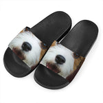 Jack Russell Terrier Portrait Print Black Slide Sandals