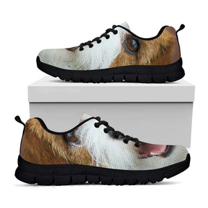 Jack Russell Terrier Portrait Print Black Sneakers